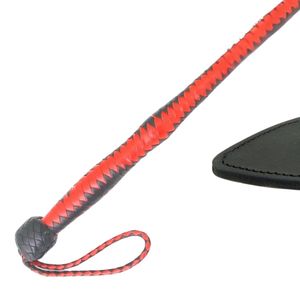 <b>Leather</b> Whip with Red and Black Braided Handle and Black <b>Leather</b> Head - Product Image 2