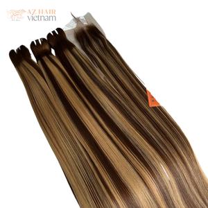 Prix de gros de trame droite à cuticule alignée cheveux Remy couleur piano du fournisseur de cheveux vietnamiens - Product Image 1