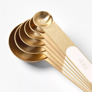 Gold Color Spoon <b>Set</b> With Double Side Pouring Unique Handcrafted Elegance Design Cutlery Spoon <b>Set</b> For <b>Measuring</b> Liquid & Powder - Product Image 3