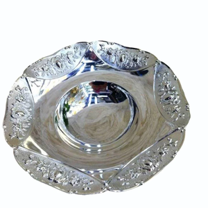 Plateau décoratif en métal plaqué argent de luxe pour fruits secs, bonbons, cadeau de mariage et décoration de table - Product Image 2