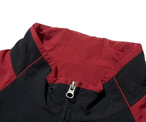 Blouson de course pour homme, rouge et noir, à blocs de couleur, avec fermeture éclair, col montant, coupe décontractée, pour l'automne, coupe-vent - Product Image 3