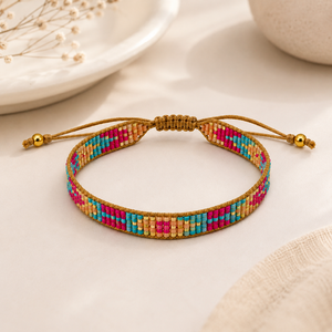 Pulsera de cuentas Miyuki coloridas hecha a mano, ajustable, estilo bohemio, tejida, para mujer, venta al por mayor, joyería personalizada - Product Image 2
