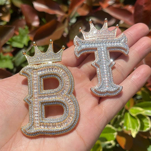 Pendentif initial en moissanite, style hip-hop, serti de pierres, bijou de luxe, pendentif personnalisé avec nom, cadeau pour homme et femme - Product Image 3