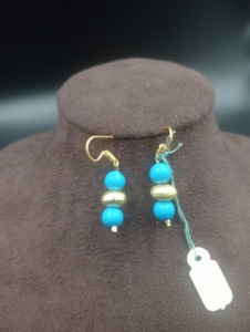 Pendientes Colgantes Amaira Jewels con Cuentas Azules Turquesa Chapados en Oro, Forma de Bola, Estilo Vintage para Fiesta, de Latón para Mujer - Product Image 1