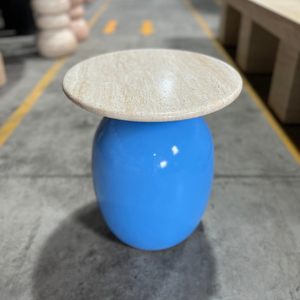 Table d'appoint ronde bleue moderne pour salon d'appartement, mobilier durable et écologique en GFRC, facile à assembler - Product Image 4