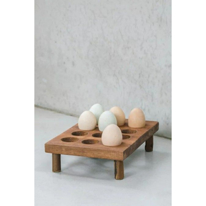 Porta huevos de madera hecho a mano para 6 huevos, bandeja de madera estilo rústico para almacenamiento en la cocina, organizador de huevos ecológico. - Product Image 5