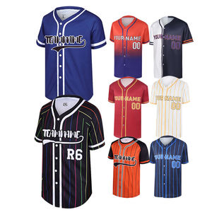 Custom Wholesale Sublimation Baseball Jersey Button Down Team Wear Hip Hop Sportswear Men Baseball Shirt Uniform - Product Image 1