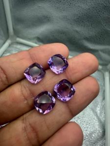 Ametyste naturelle violette 12 mm, taille coussin, 4 pièces, 24,15 carats, pierre précieuse des mines africaines avec jeu de couleurs pour la fabrication de bijoux - Product Image 5