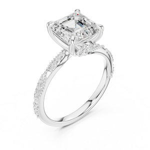 แหวนหมั้นทองคำขาว 14k ดีไซน์หรูหราและคลาสสิก ประดับเพชรทรง Asscher แบบเจียระไนในห้องปฏิบัติการ ด้วยเทคนิคการฝังแบบ Prong Set สำหรับสาวๆ - Product Image 5
