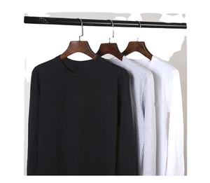 OEM Customized Logo Design 180g 26 Combed Cotton Solid Color Long-Sleeved Bottoming Shirt Men's Thin T-Shirt - Product Image 1