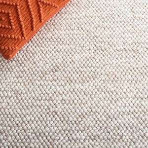 Tapis artisanal en laine et acrylique, couleur unie, rectangulaire, à poils ras, avec envers antidérapant en caoutchouc, style scandinave, pour salon - Product Image 2