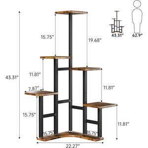 Étagère à plantes d'intérieur à 6 niveaux, étagère d'angle pour plusieurs plantes, étagères murales et de présentation - Product Image 3