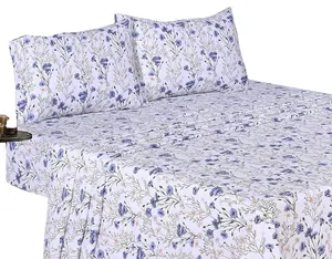 Lençol de cama extra escovado 550tc, lençol de cama de luxo estampado de microfibra com fronhas lisas e lençol.