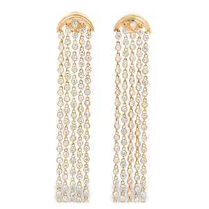 Boucles d'oreilles pendantes de 6,5 cm avec diamants de laboratoire taille ronde sertis clos, bijoux de mariage en or massif 14K 18K, fabrication artisanale - Product Image 5
