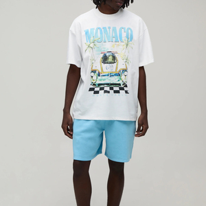 Ensemble T-shirt et short surdimensionné Monaco Printing pour homme, streetwear de qualité supérieure, 100% coton, vêtements décontractés, ensemble d'été - Product Image 1