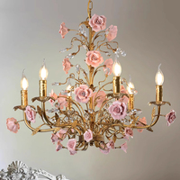 MEEROSEE-Pendentif feuille en céramique chinoise suspendu, lustre français pour le salon MD98056