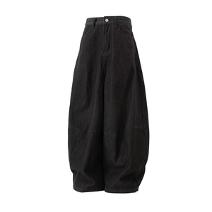 Pantalon en jean droit rétro personnalisé pour homme, coupe large, avec chaîne, noir, collection automne - Product Image 1