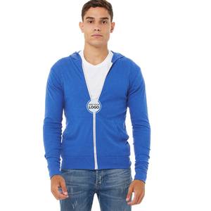 Sweat-shirt à capuche zippé en molleton de coton personnalisé avec logo imprimé - Product Image 5