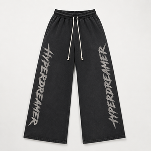 Pantalon de survêtement large en coton imprimé personnalisé, 420 GSM, délavé vintage, coupe oversize, style streetwear décontracté, baggy, pour homme - Product Image 1