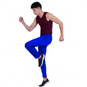 Pantalon skinny pour homme, taille haute, élastique, couleur unie, respirant, en spandex et polyester, poches latérales, longueur intégrale, 120g, été - Product Image 5