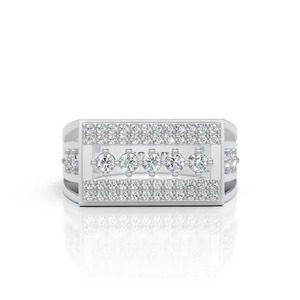 Anillo llamativo de moissanita de varias filas para hombre, de plata 925, audaz, con diseño de joyería fina y conjunto central engastado en canal y pavé. - Product Image 2