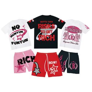 Ensemble décontracté deux pièces pour homme, t-shirt en coton tricoté avec logo personnalisé 2024, streetwear, respirant, séchage rapide, short d'été - Product Image 1