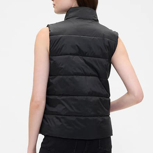 Gilet matelassé court à capuche pour femme, automne-hiver, en coton, coupe-vent, respirant, noir, sans manches, veste tendance, vêtement d'extérieur chaud - Product Image 2