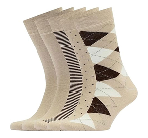 2026 Latest Crew <b>Socks</b> Argyle Pattern Beige Brown White Casual Wear Adults Knitted <b>Socks</b> <b>Breathable</b> <b>Socks</b> Regular Style <b>Socks</b> - Product Image 1