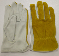 Guantes de Seguridad de Cuero Blanco y Marrón, Texturizados, Resistentes a la Abrasión, Antideslizantes, de Uso General, con Puño Recto - Product Image 6