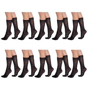 Calcetines hasta la rodilla transparentes con estampado de flores para mujer, con banda de sujeción, talla única, 10 pares - Product Image 1