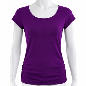Haut plissé Miyake pour femmes - T-shirt décontracté à manches courtes en polyester respirant uni à col rond - Product Image 6