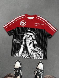 T-shirt en maille surdimensionné personnalisé en gros, impression par sublimation graphique, style streetwear sportif, unisexe, fournisseur en gros - Product Image 3