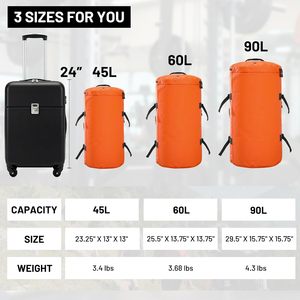 Sac de sport en nylon orange 50-70L avec bretelles, sac à dos de voyage - Product Image 6
