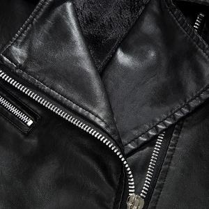 Men's Genuine Leather Waterproof Breathable <b>Quilted</b> Winter Jacket Fleece Lined Thicken Oversized Motorcycle Coat - Product Image 3