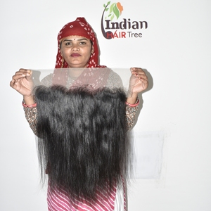 Venta al por mayor de fábrica: Cabello humano vietnamita doblemente estirado frontal 13*6 liso, color natural, sin químicos, para mujer. - Product Image 2