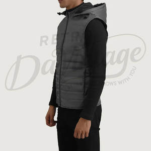 Gilet matelassé en cuir noir de qualité supérieure pour homme, véritable peau de mouton, sans manches, veste d'hiver rembourrée, gilet pour homme - Product Image 4