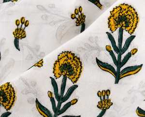 Tela de Algodón Popelina Floral con Estampado a Mano, 53/54 Pulgadas, Blanca, Roja, Azul, Botánica, Transpirable, Textil para el Hogar, Hilo Peinado Tejido - Product Image 3