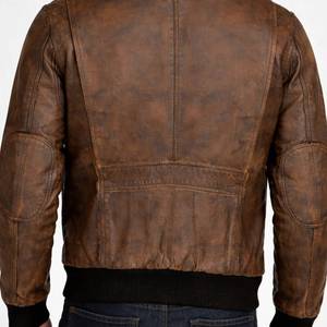 Bush Mens Distressed Brown A-2 Bomber Genuine Leather Breathable Winter Casual <b>Jacket</b> - <b>Jacket</b> Brown - Product Image 4