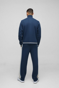 ชุดวอร์มสีน้ำเงินสำหรับผู้ชาย พร้อมปักโลโก้ตามสั่ง – ชุดกีฬาผ้าโพลีเอสเตอร์ผสมคอตตอน กางเกงจ็อกเกอร์และเสื้อแจ็คเก็ต ทรงเข้ารูป เหมาะสำหรับออกกำลังกาย วิ่ง และกิจกรรมต่างๆ ขายส่ง - Product Image 6