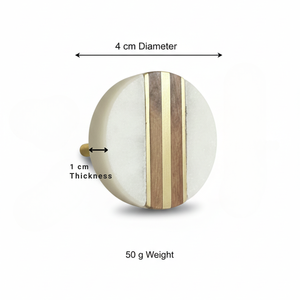 Bouton en marbre blanc minimaliste AG avec accent en bois |   Poignées de meuble rondes contemporaines et durables pour tiroirs de cuisine et de chambre - Product Image 3