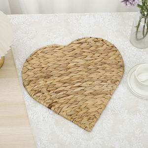 Manteles individuales de jacinto de agua tejidos a mano estilo rústico, en forma de corazón, para mesa de comedor, de Vietnam - Product Image 2