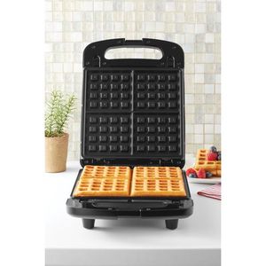 Mini gaufrier électrique 4 empreintes avec plaques amovibles noir mat prise US - Product Image 3