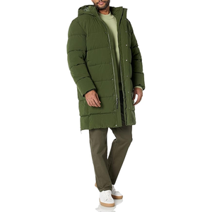 Long Quilted <b>Winter</b> Jacket Hooded Full Sleeve Zipper Closure Solid Color Polyester Shell <b>Thick</b> Warm <b>Coat</b> - Product Image 2