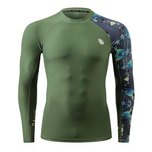 Men's Black Long Sleeve Rash Guard Full Sleeve Quick Dry Polyester <b>Compression</b> <b>Shirt</b> Printed Right Sleeve Outdoor Sport Top - Product Image 2