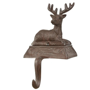 Support de chaussette de Noël en fonte robuste avec base antidérapante, crochets rennes en bronze antique pour cheminée - Product Image 4