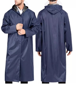 Custom Rain Jacket Reusable Classic Waterproof Hooded <b>Long</b> <b>Raincoat</b> for Men - Product Image 1