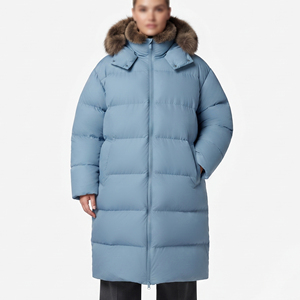 Abrigo Largo Acolchado para Mujer con Capucha con Ribete de Piel, Chaqueta de Invierno Cortavientos de Manga Larga, Gruesa, 100% Poliéster - Product Image 6