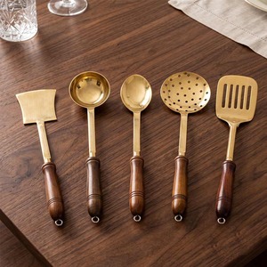 Classic Golden <b>colour</b> brass Cutlery <b>Set</b> Pieces Portable Case Elegant Dining Utensils Metal Design - Product Image 3