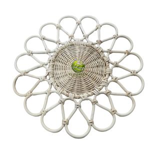 Wholesale Handmade Rattan Placemat Flower Shape Eco Friendly <b>Woven</b> <b>Coaster</b> Table Mat Bohemian Boho Home Wall Hanging Decor - Product Image 3