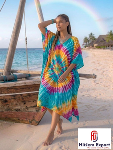 Printed <b>Kaftan</b> Dress Women Elegant <b>Beach</b> Wear Loose Fit Soft Fabric Cover Up Resort Island Style Wholesale Manufacturing Supply - Product Image 2